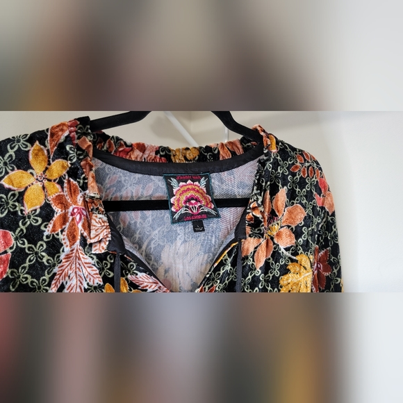 JOHNNY WAS JASMOON FLORE VELVET/SILK FIELD TIERED DRESS SIZE L BNWOT - Picture 9 of 14